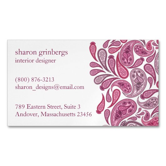 Paisleys Elegant Magnetisch Visitekaartje (Voorkant)