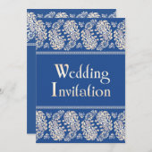 Paisleys Indian/Jewish Wedding Flat Invitation Kaart (Voorkant / Achterkant)