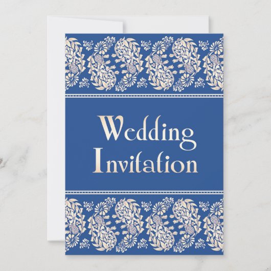 Paisleys Indian/Jewish Wedding Flat Invitation Kaart (Voorkant)