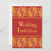 Paisleys Indian Wedding Flat Invitation Kaart (Voorkant)