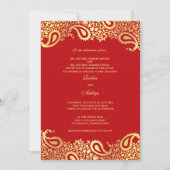 Paisleys Red Wedding Flat Uitnodiging (Voorkant)