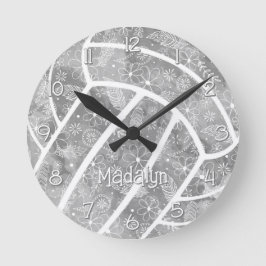 Paisleys Veren Bloemen Grijs Volleybal Ronde Klok