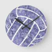 Paisleys Veren Bloemen Indigo Volleybal Ronde Klok (Voorkant)