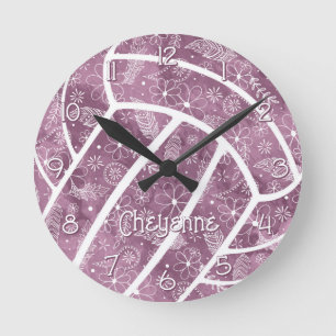 Paisleys Veren Bloemen Plum Volleybal Ronde Klok