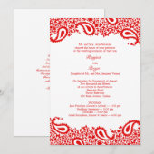 Paisleys Wedding with Programs Flat Invitation Kaart (Voorkant / Achterkant)