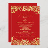 Paisleys Wedding with Programs Flat Invitation Programmakaart (Voorkant / Achterkant)