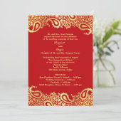 Paisleys Wedding with Programs Flat Invitation Programmakaart (Staand voorkant)