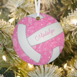 paisleyveren florroze boho volleybal metalen ornament