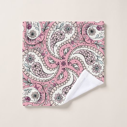 Paisleyvogels in het roze van baby bad handdoek (Wasdoekje)