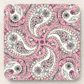 Paisleyvogels in het roze van baby bier onderzetter (Voorkant)