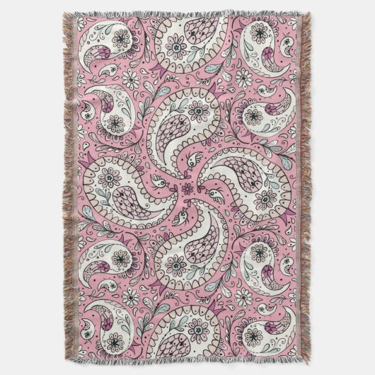 Paisleyvogels in het roze van baby deken (Voorkant Verticaal)