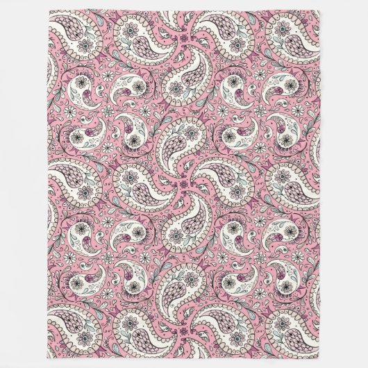 Paisleyvogels in het roze van baby fleece deken (Voorkant)