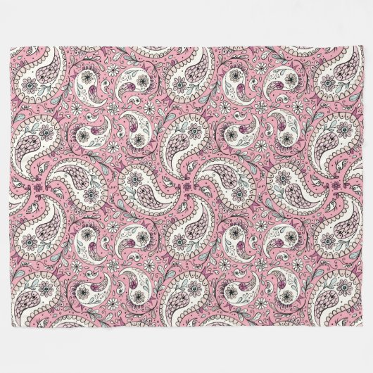 Paisleyvogels in het roze van baby fleece deken (Voorkant (Horizontaal))