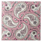 Paisleyvogels in het roze van baby tegeltje (Voorkant)