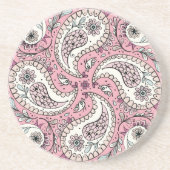 Paisleyvogels in het roze van baby zandsteen onderzetter (Voorkant)