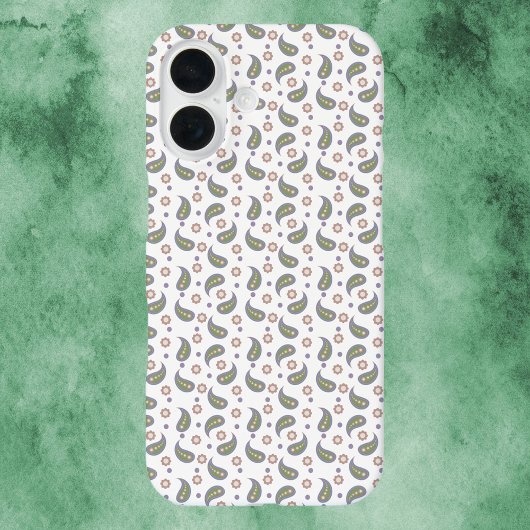 Paisly Flower Stippen Groen Roze Paarse Case-Mate iPhone Case