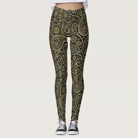 Paisly Patter Glitter & Goud Leggings (Voorkant)
