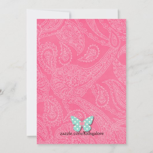 Paisly Pink met uitnodiging voor Butterfly Baby sh (Achterkant)