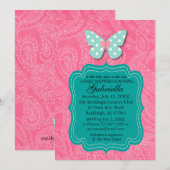 Paisly Pink met uitnodiging voor Butterfly Baby sh (Voorkant / Achterkant)