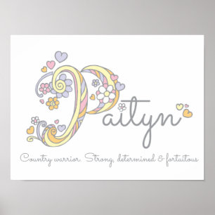 Paityn monogram art meisjes naam en betekenis post poster
