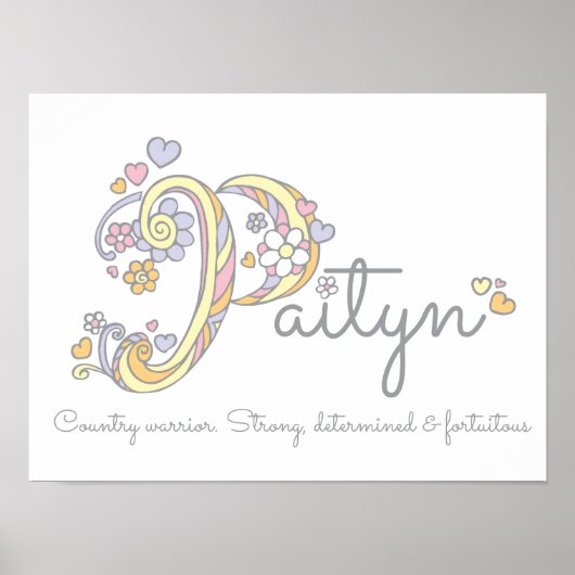 Paityn monogram art meisjes naam en betekenis post poster (Voorkant)