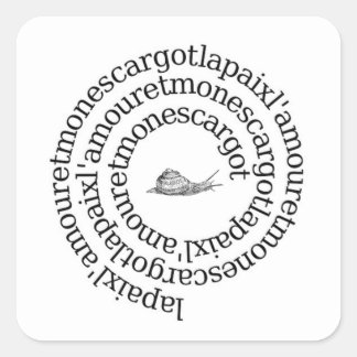 Paix, l'amour et mon escargot vierkante sticker