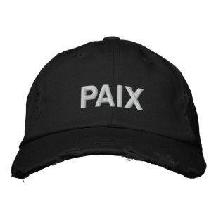 Paix-vrede in Frans zwart-wit, modern Geborduurde Pet