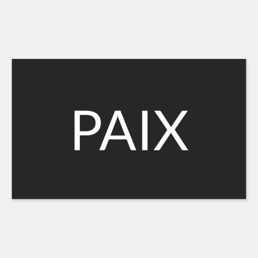 Paix zwart wit Frans vredesimpel minimalistisch Rechthoekige Sticker (Voorkant)