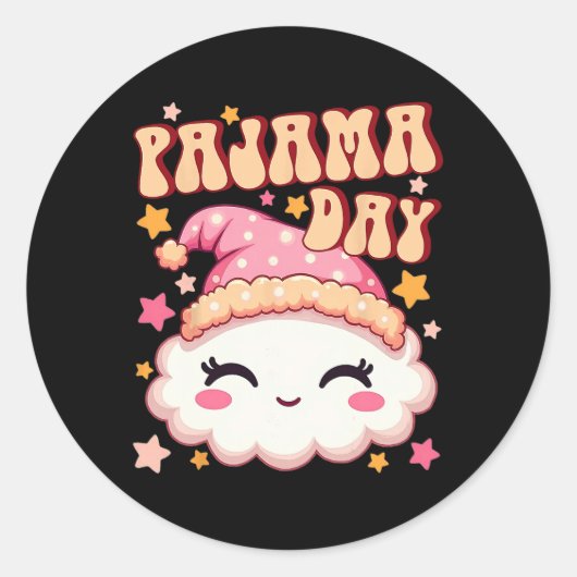 Pajama Day School Spirit Week Fun Cloud Teacher St Ronde Sticker (Voorkant)