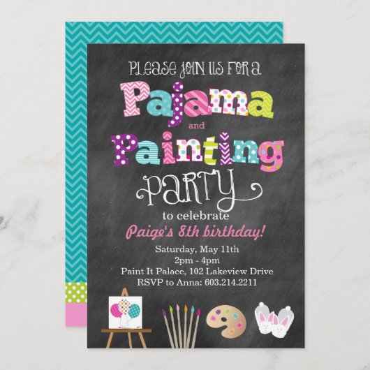 Pajama en het Schilderen van de Stijl Uitnodiging (Voorkant / Achterkant)