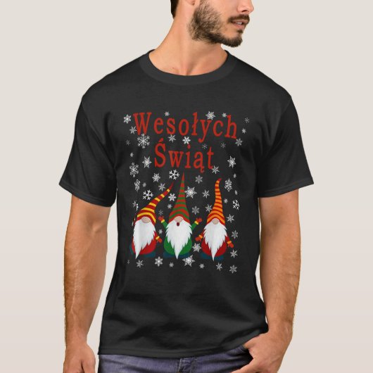Pajama Gnomes Kerstmis Polen Wesolych Swiat T-shirt (Voorkant)