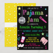 Pajama Jam Party Invite - PJ Dance Party Invite Kaart (Voorkant / Achterkant)