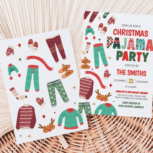 Pajama kerstfeest kaart