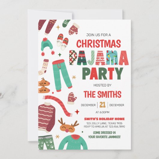 Pajama kerstfeest kaart (Voorkant)