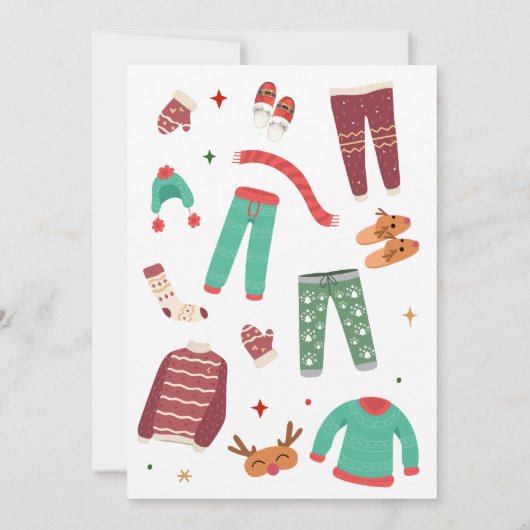 Pajama kerstfeest kaart (Achterkant)