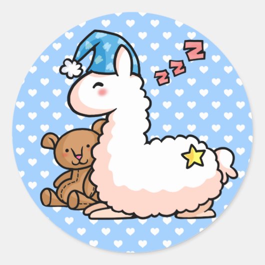 Pajama Llama Ronde Sticker (Voorkant)