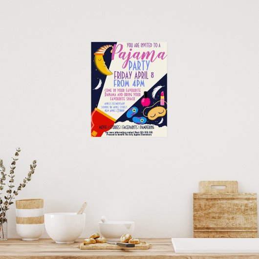 PaJama-partij schoolfondsenwerver en -poster Poster (Keuken)