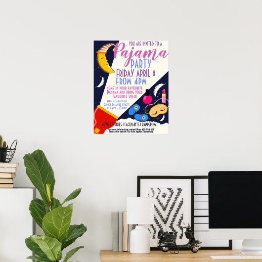 PaJama-partij schoolfondsenwerver en -poster Poster (Thuiskantoor)