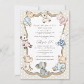 Pajama Party Animal Theme Baby Shower  Kaart (Voorkant)