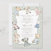 Pajama Party Animal Theme Green Baby  Kaart (Voorkant)