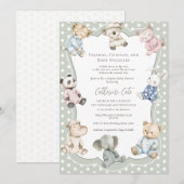 Pajama Party Animal Theme Green Baby  Kaart (Voorkant / Achterkant)