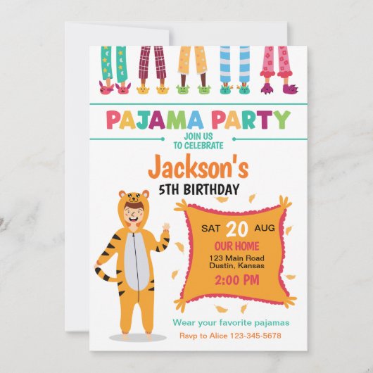 Pajama Party Birthday Kaart (Voorkant)