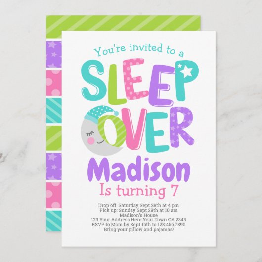 Pajama Party Birthday Kaart (Voorkant / Achterkant)