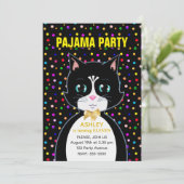 Pajama Party & Cute Tuxedo Birthday Cat Kaart (Staand voorkant)