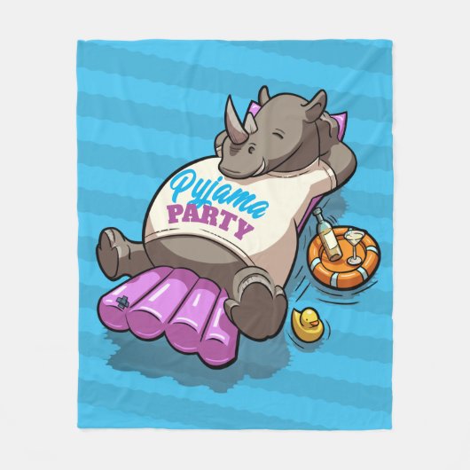 Pajama Party Funny Rhino Opblaasbare Cartoon Fleece Deken (Voorkant)