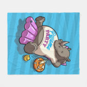 Pajama Party Funny Rhino Opblaasbare Cartoon Fleece Deken (Voorkant (Horizontaal))