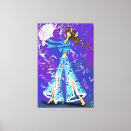 Pajama Party Girl Canvas Print Pillow Fight - Fun (Voorkant)