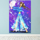 Pajama Party Girl Canvas Print Pillow Fight - Fun (Insitu (Houten vloer))