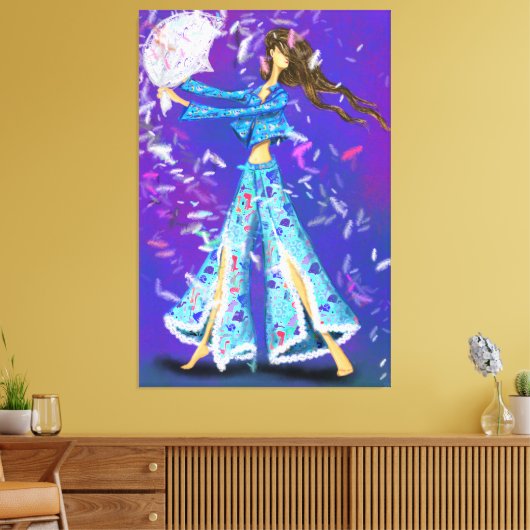 Pajama Party Girl Canvas Print Pillow Fight - Fun (Insitu (Woonkamer))