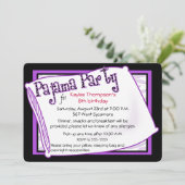Pajama Party in Black en Paars Kaart (Staand voorkant)